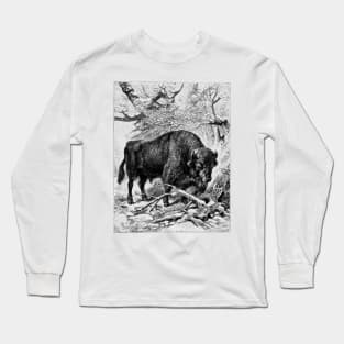 Bison Wildlife Illustration Long Sleeve T-Shirt